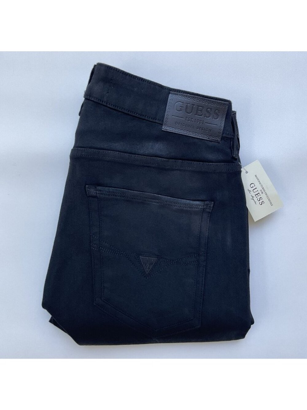 Guess Men’s Miami Skinny Jeans In Black Coated Stretch Denim Size 32X32